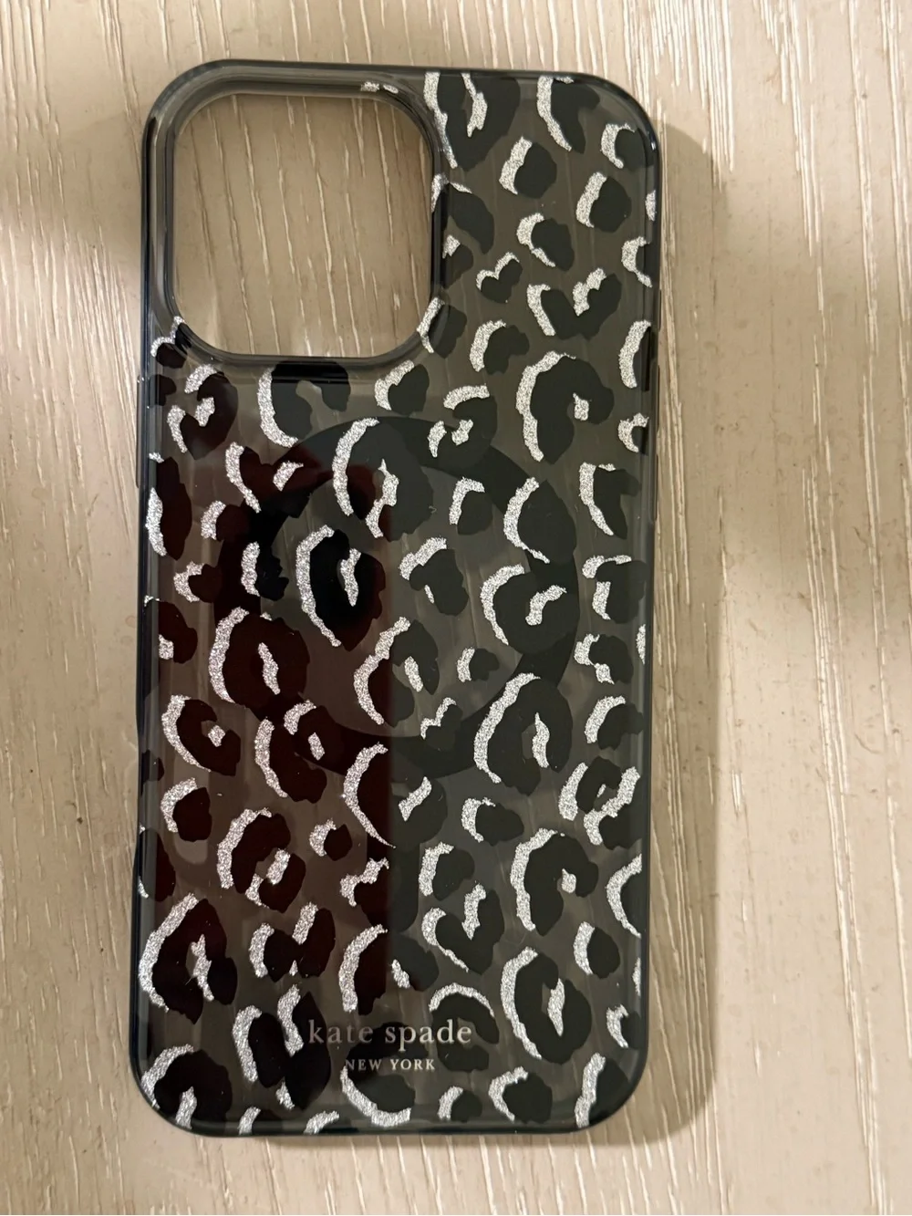 kate spade Black and Silver City Leopard Print iPhone 16 Pro Max case